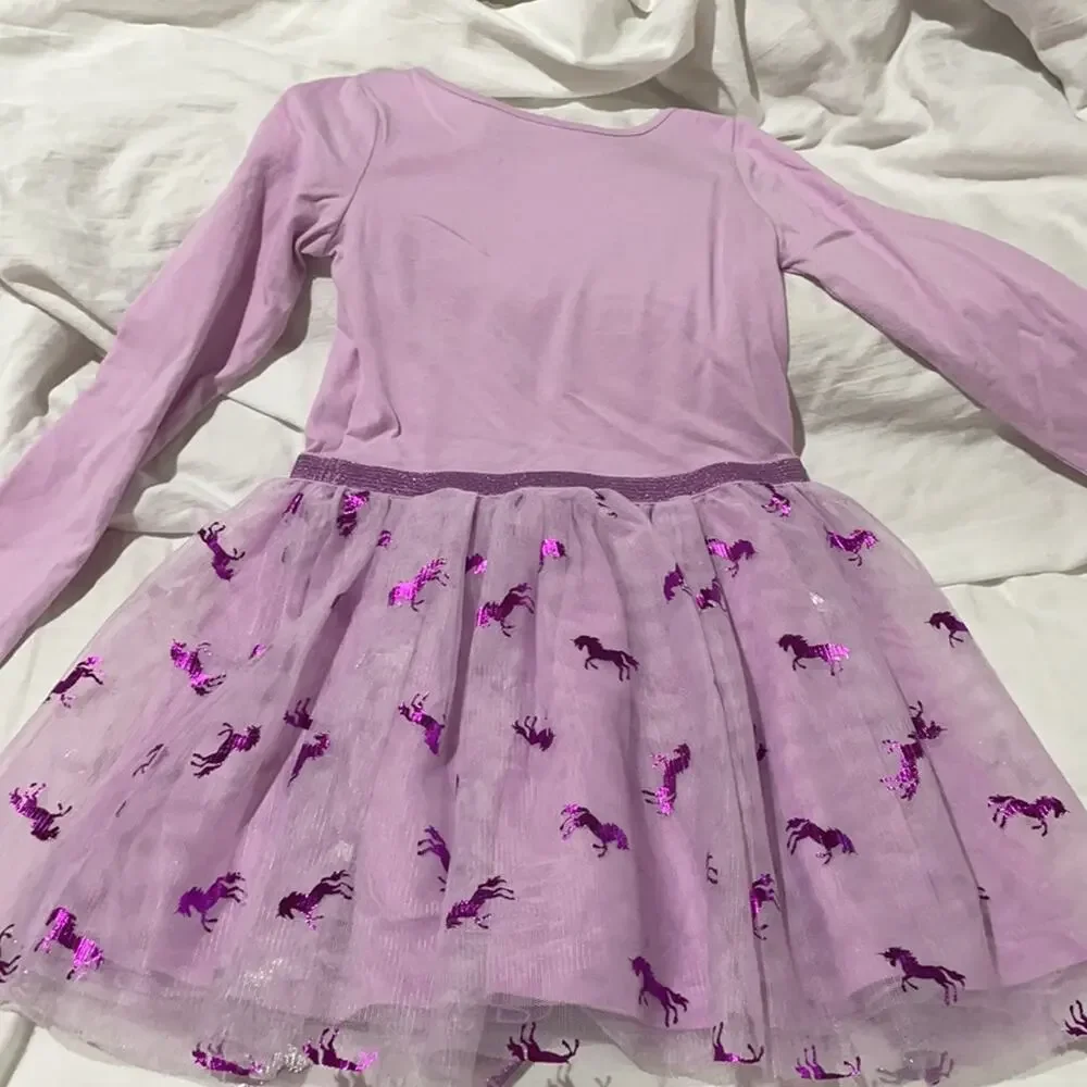 The children’s place 5t unicorn princess dress purple tulle sparkle worn once